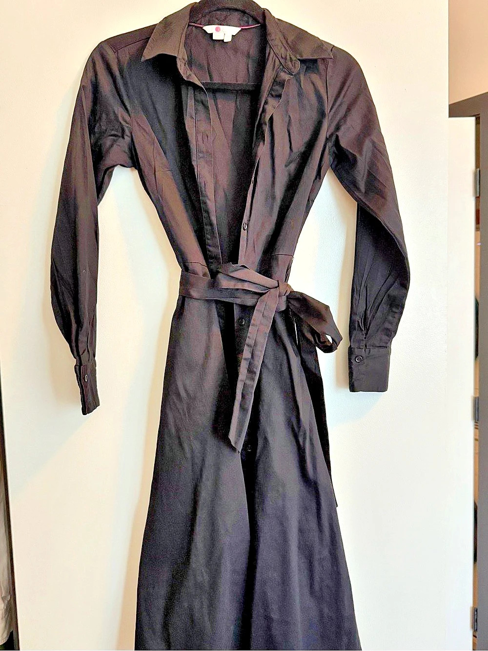 Boden Sarah Cotton Midi Shirt Dress Black US 2R